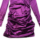 Long Sleeve Ruched Mini Dress UK 12 Women's Velvet Purple Party Wear