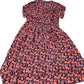 Viscose Dress Women's Size Unknown Floral Print Boho Style Orange Navy