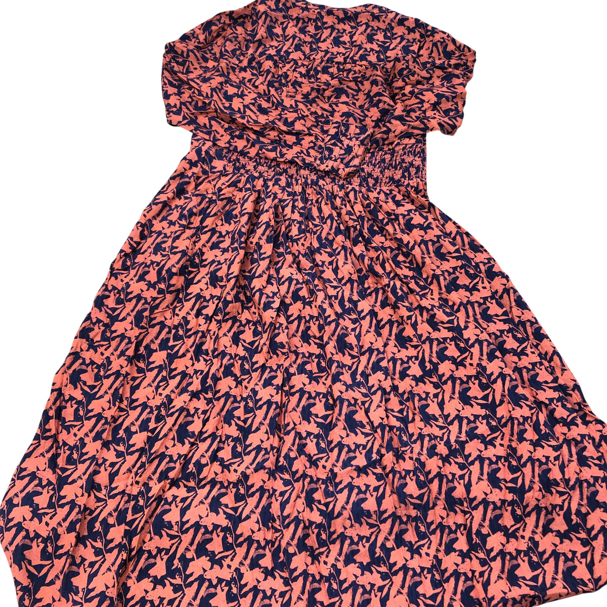 Viscose Dress Women's Size Unknown Floral Print Boho Style Orange Navy