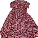 Viscose Dress Women's Size Unknown Floral Print Boho Style Orange Navy