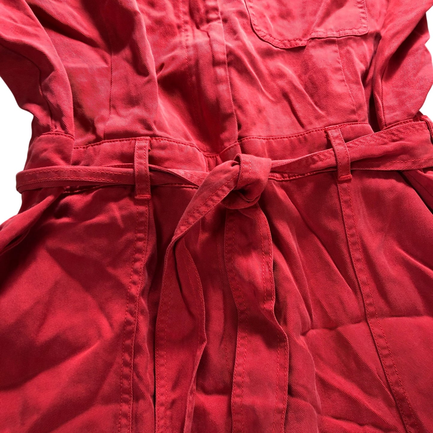 Jumpsuit Women's Red Tie Waist Short Sleeve Casual Outfit - Size 10