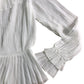 River Island UK8 Women's White Ruffled Blouse Long Sleeve Pleated Top