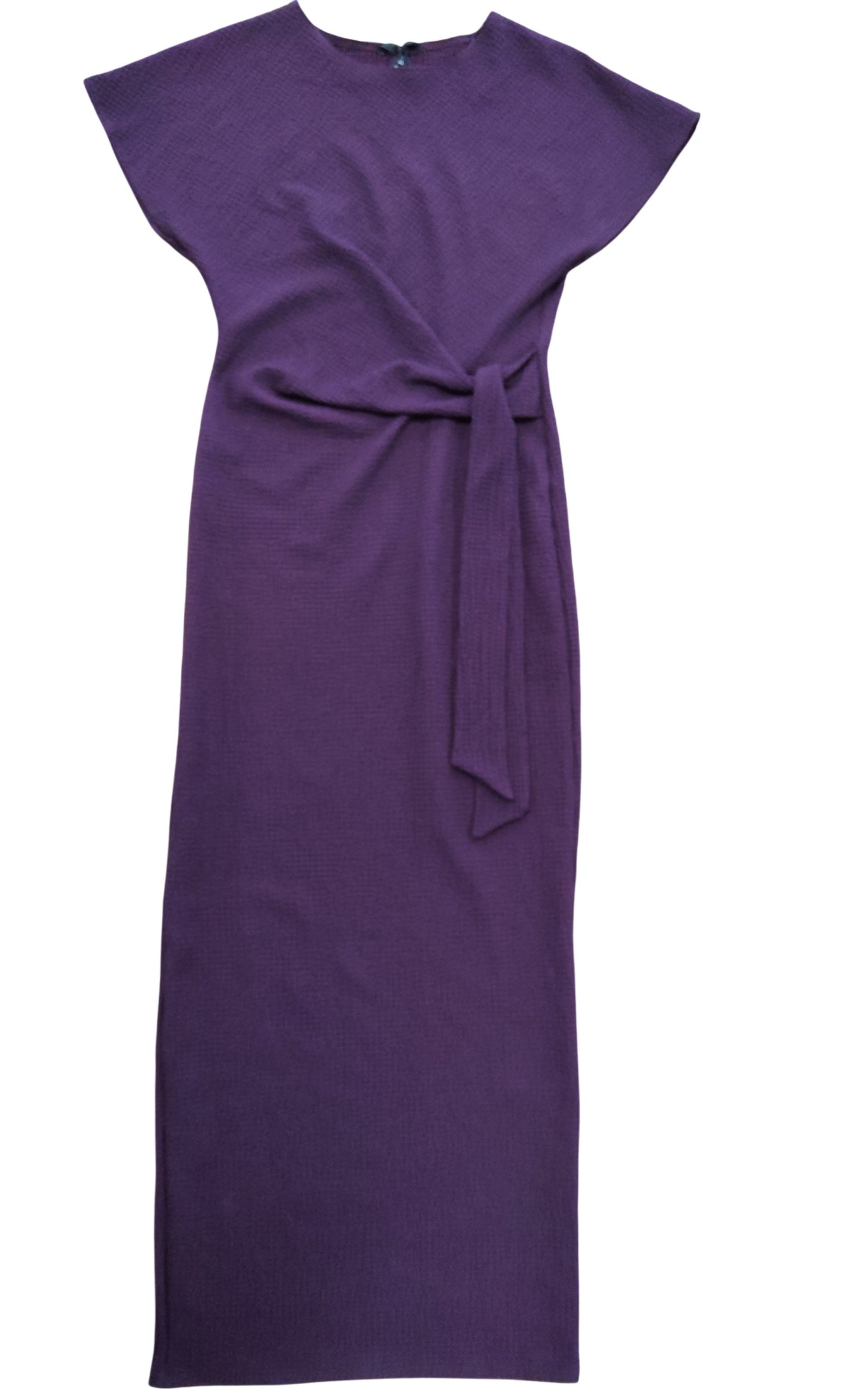 River Island Midi Dress UK8 Women's Purple Waffle Knit With Belted Waist