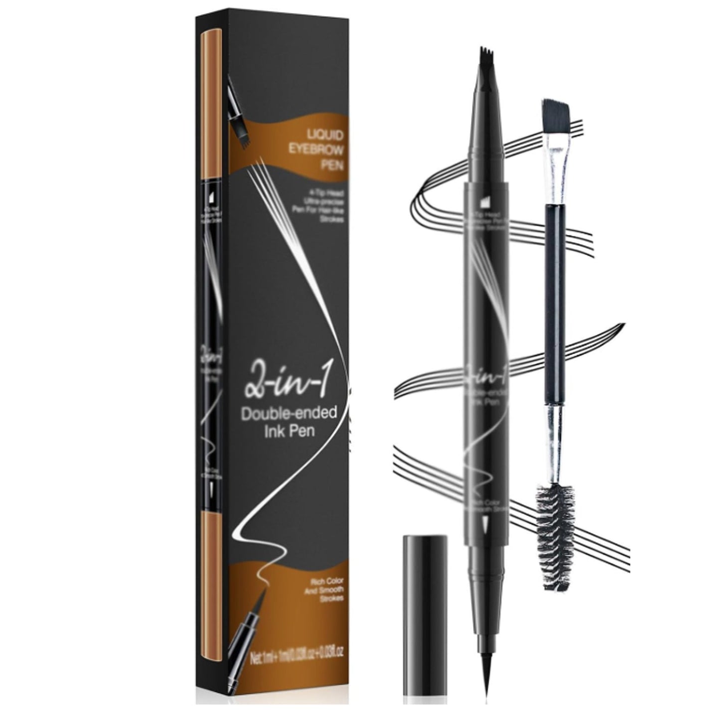 HelloKiss 2-in-1 Double-ended Ink Pen Liquid Eyebrow Pen Black 04