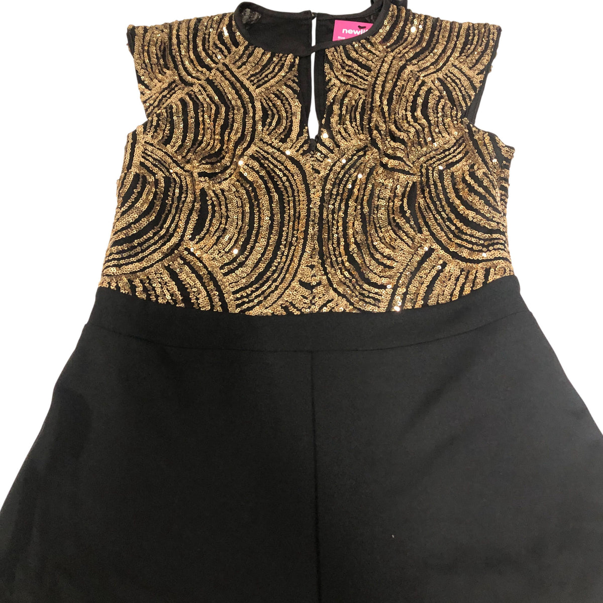 Jumpsuit Women's Black Gold Embellished Evening Wear UK14