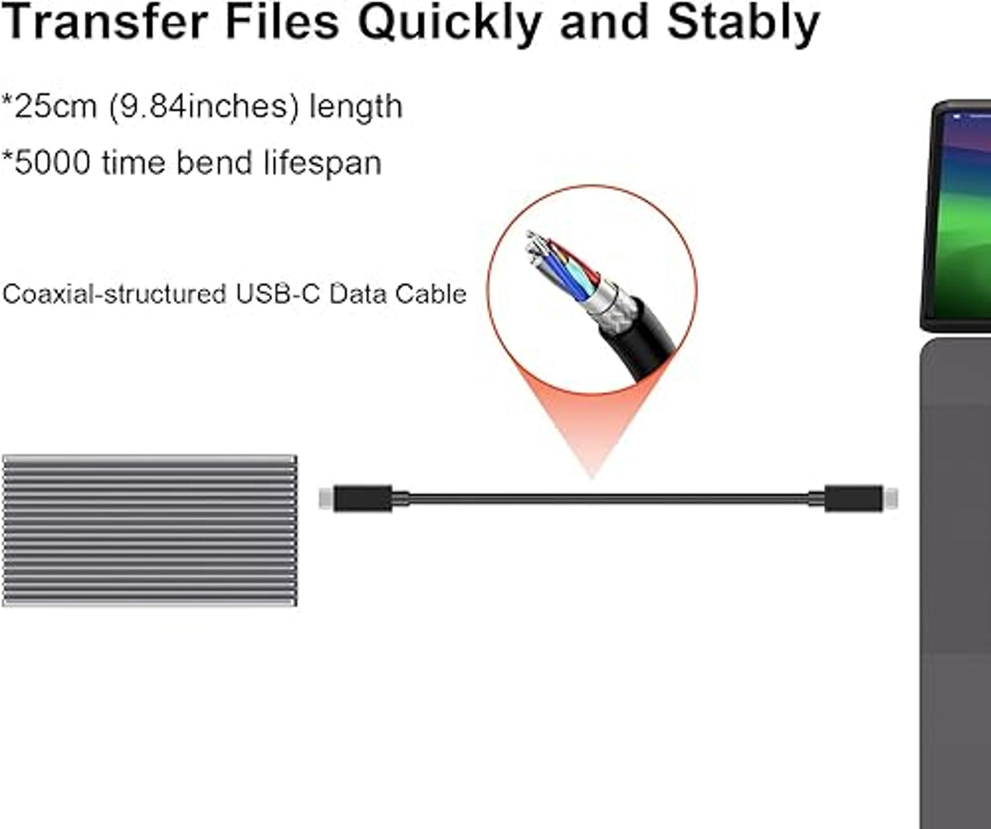 Qwiizlab M2 NVMe SSD Enclosure USB4 40Gbps Aluminium Cooling Case Adapter