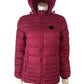 Branded Puffer Jacket Women's Hooded Burgundy Quilted Size 10