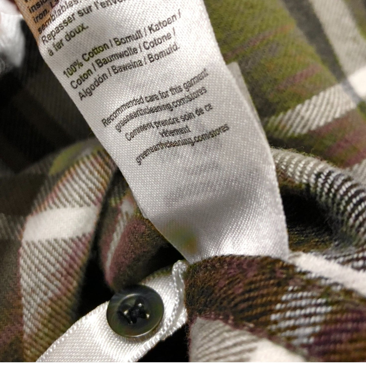 River Island Flannel Shirt XXS Checked Button Up Olive Green