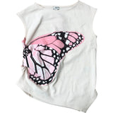 River Island Butterfly Print Top UK9-10 Years Girls Sleeveless Cream Cotton