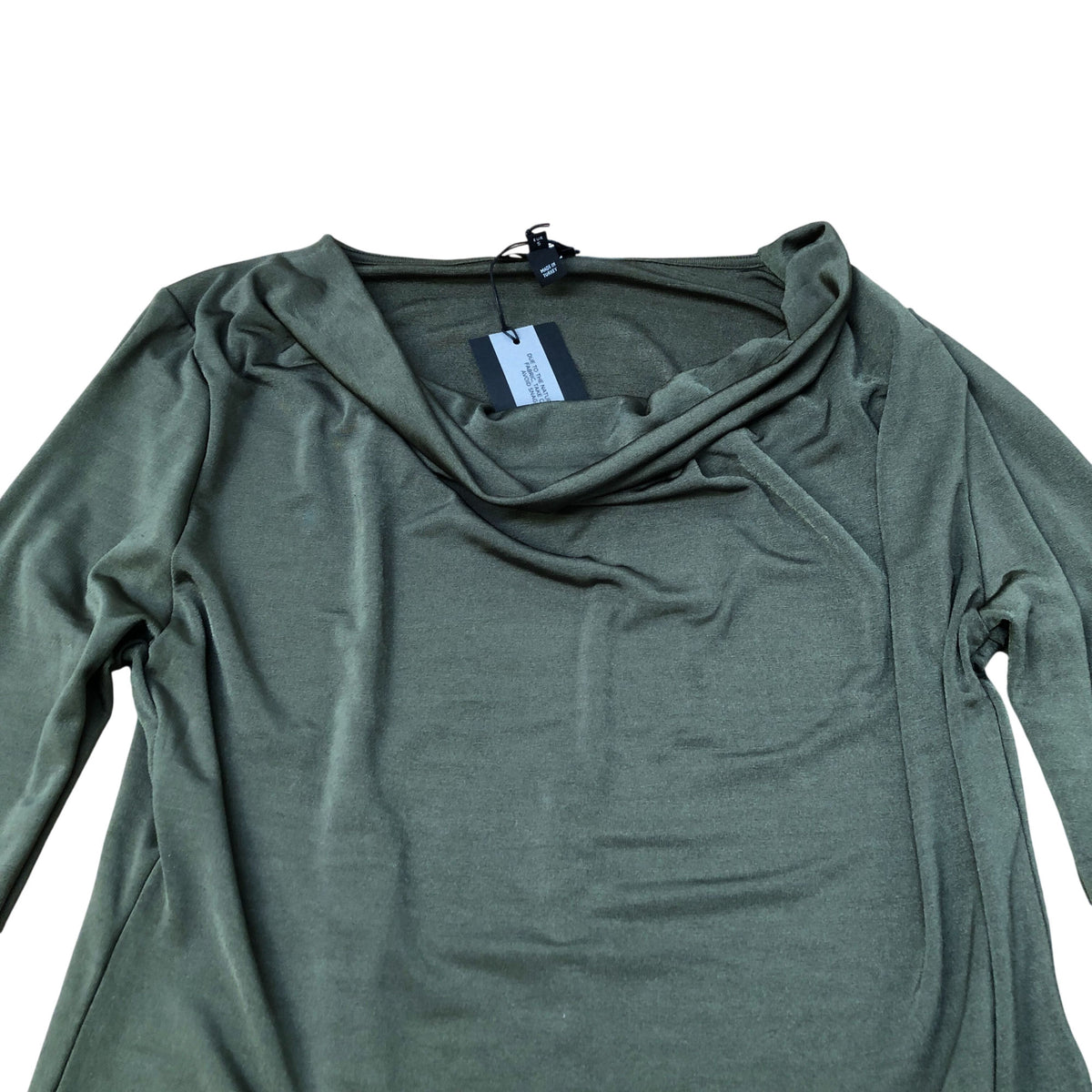 River Island  Long Sleeve Drape Top Women's Flowy Olive Green