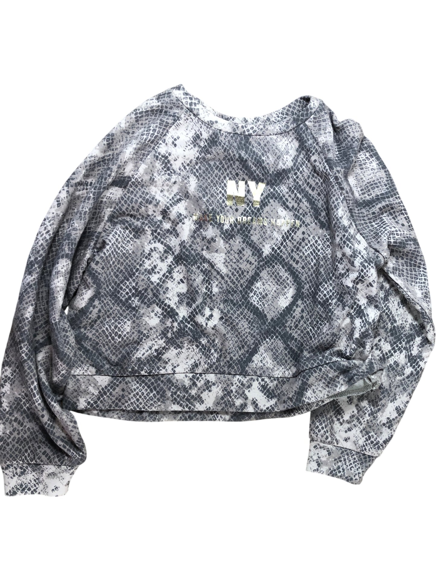 River Island Girls Snake Print Sweatshirt 11-12YRS Grey Long Sleeve Casual Top