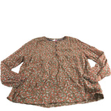 Mila Top UK14 Women's Long Sleeve Tan Multi Pattern