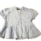 Short Sleeve Peplum Blouse Women's Light Blue Linen Button-Up Medium