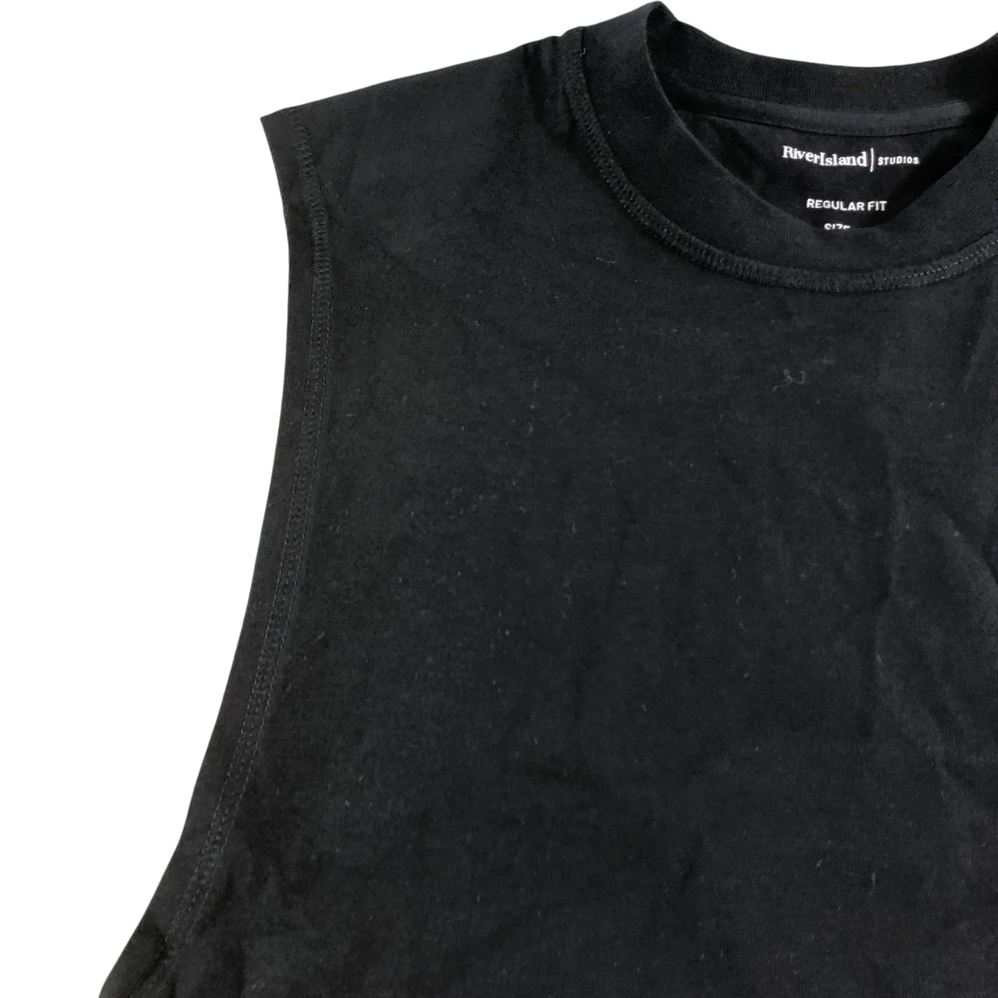 River Island Studios Sleeveless T-Shirt Size S Men's Regular Fit Black Cotton