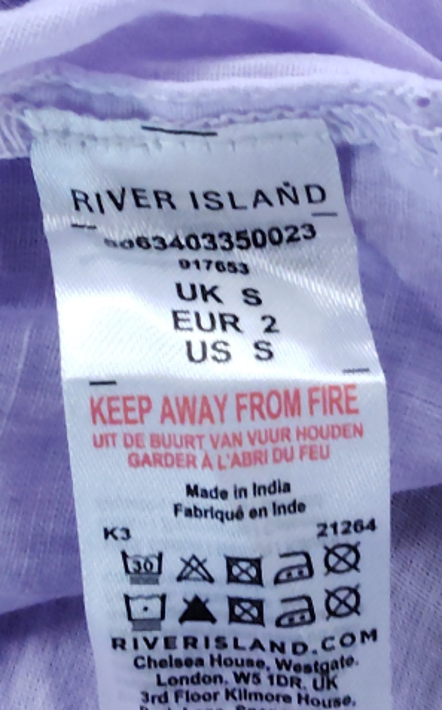 River Island Women's UK S Purple Lightweight Summer Pants with Smocked Waist