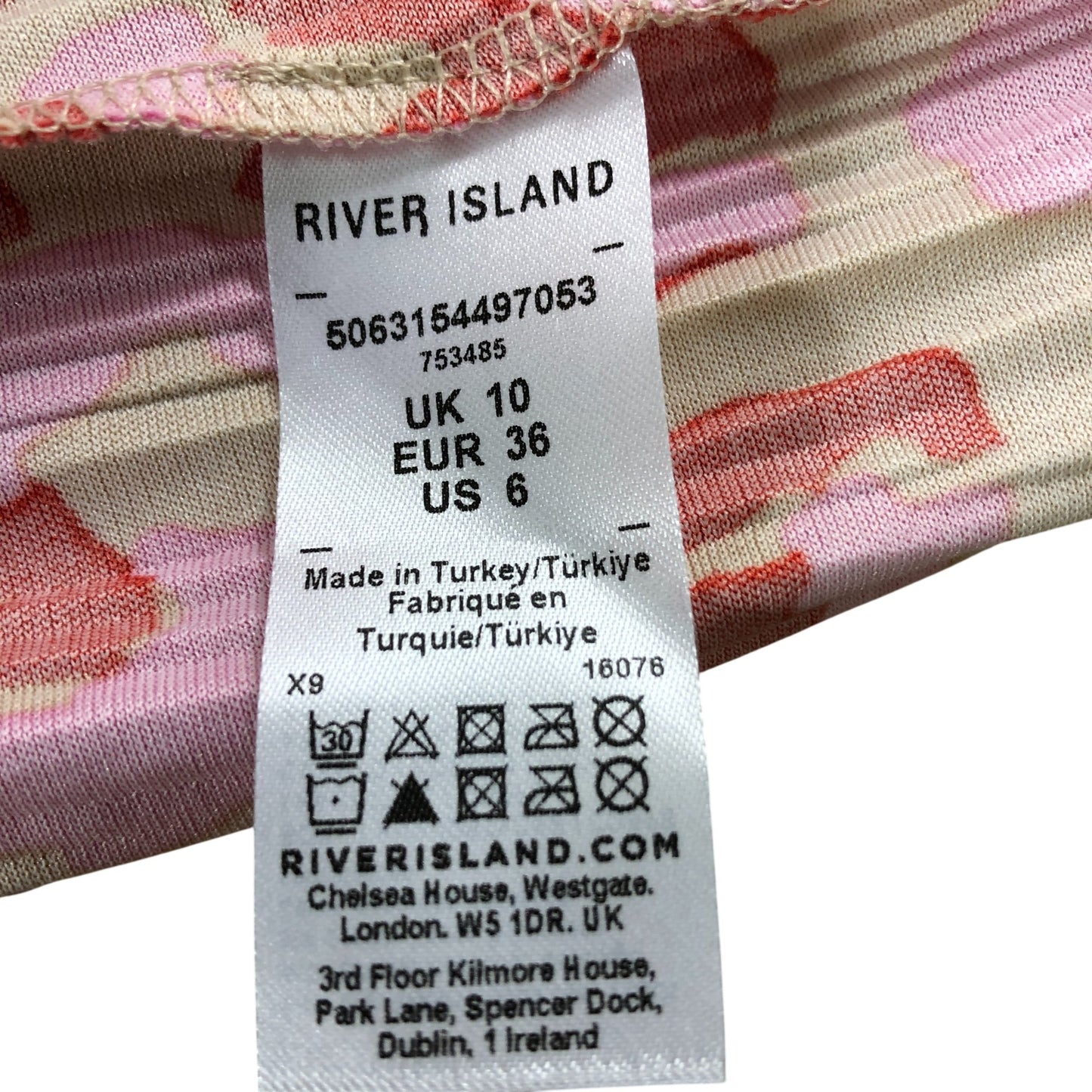 River Island Women's UK10 One Shoulder Dress Pink Animal Print Pleated