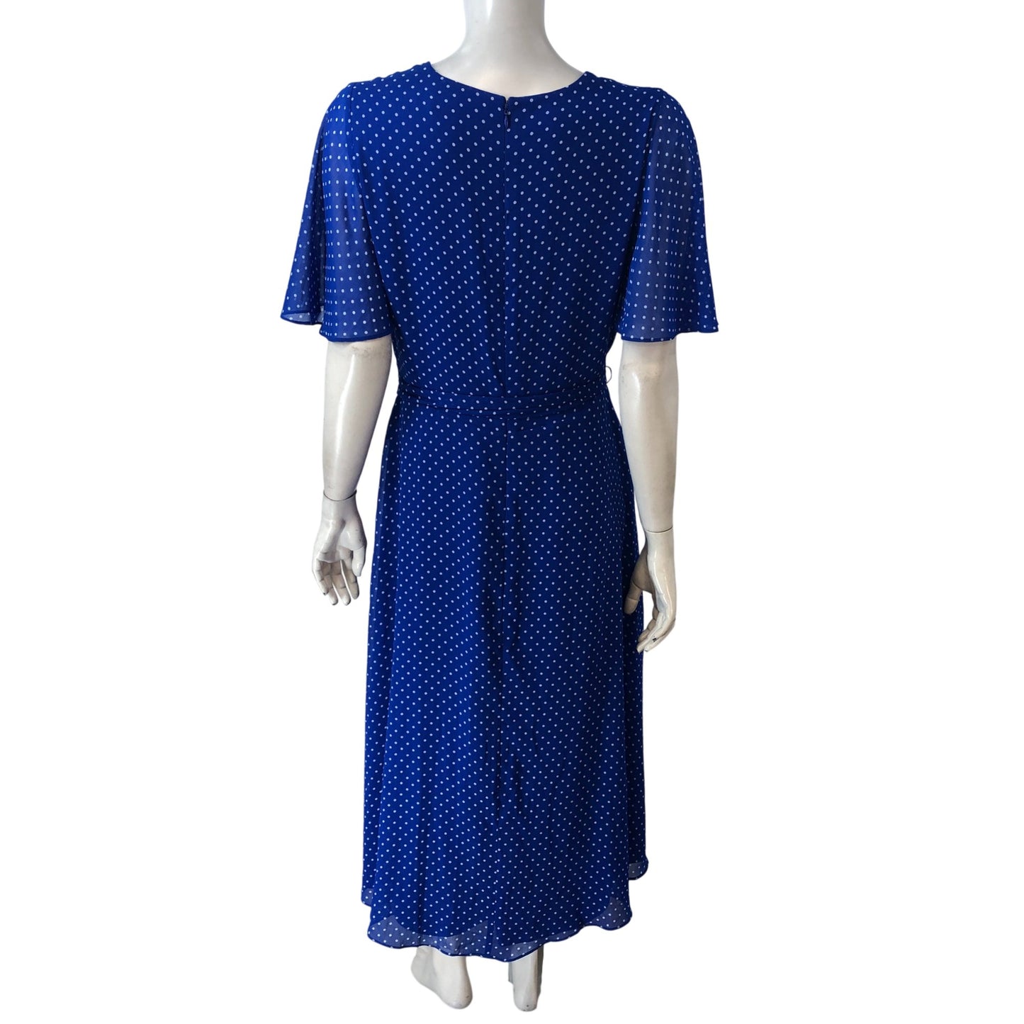 Lauren Ralph Lauren Polka Dot Wrap Dress Size 10 Women's Blue Short Sleeve