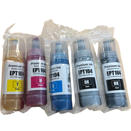 Premium EPT104 Ink Set 5 Pack 70ml Compatible With T104 Series Printers