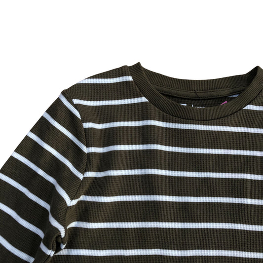 Kids Long Sleeve Khaki & White Striped Top 5-6 Years