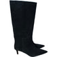 Branded Black Suede Low Heel High Leg Pointed Boots Size UK 7 Women