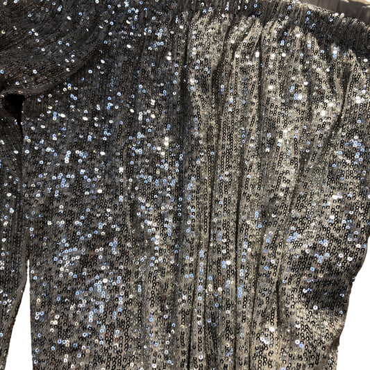 Off The Shoulder Sequin Dress UK18 Women's Silver Long Sleeve Party