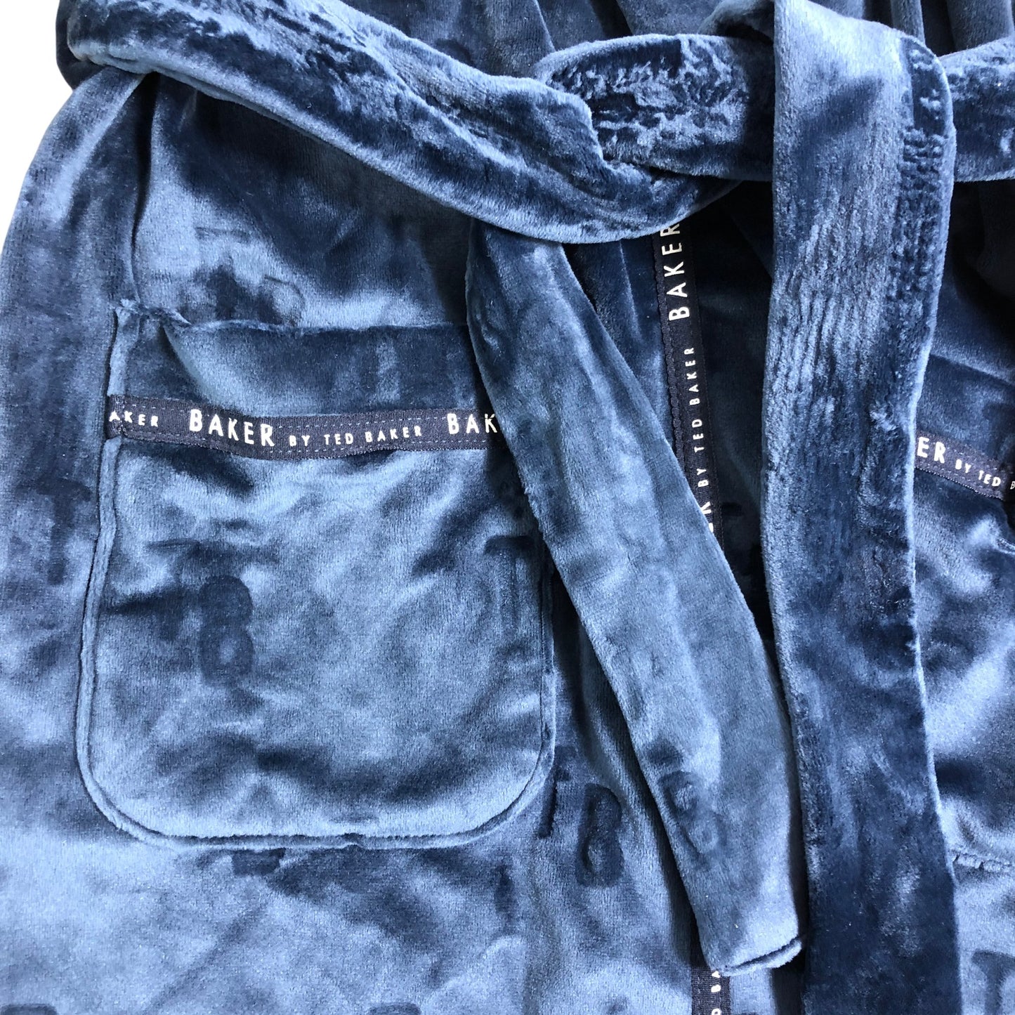 Baker By Ted Baker Kids Hooded Robe Age 3 4 Years Navy Velour Soft Fabric