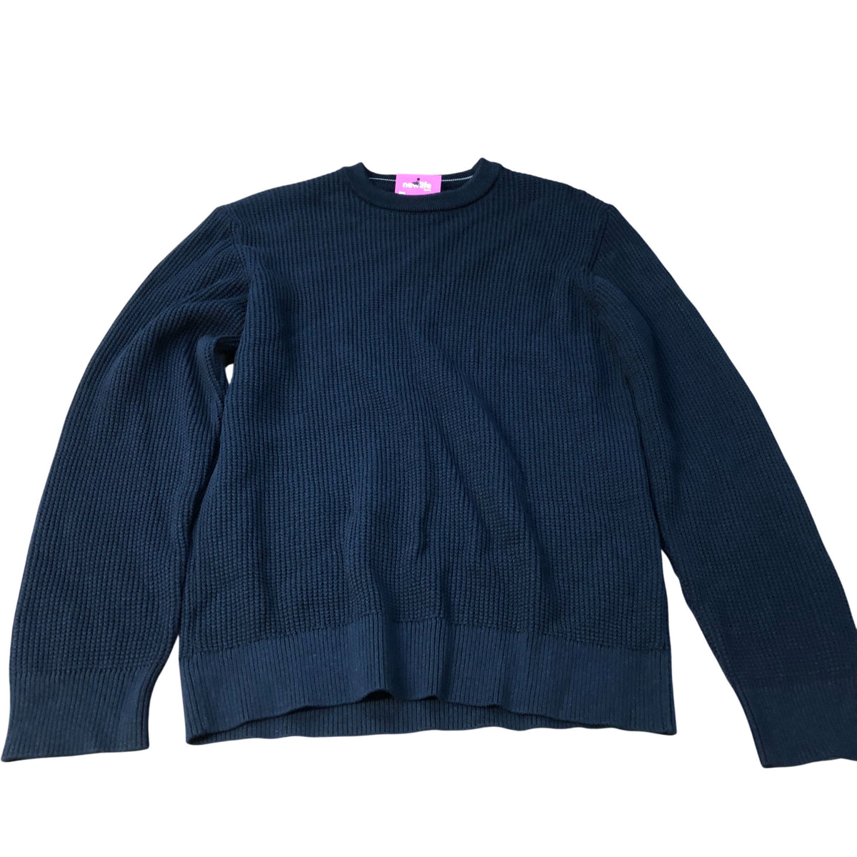 River Island Navy Waffle Knit Sweater Men's Medium Long Sleeve Casual