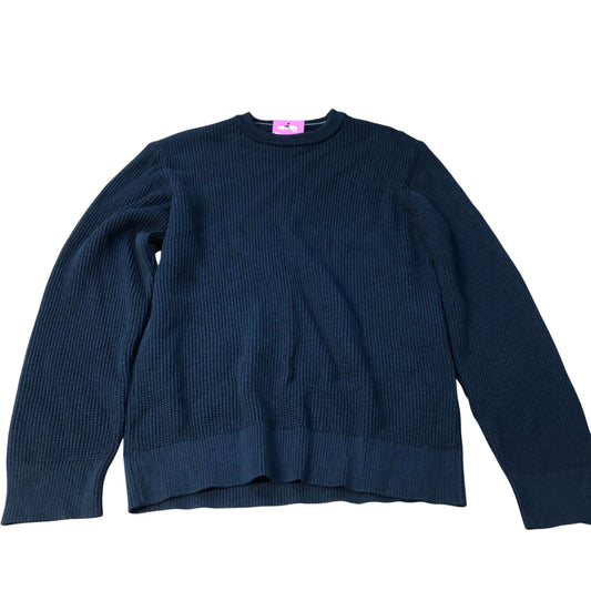 River Island Navy Waffle Knit Sweater Men's Medium Long Sleeve Casual