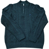 Crew Clothing Company Quarter Zip Neck Cable Sweater Dark Green Size M