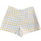 RIVER ISLAND Girls Yellow Light Check High Waisted Shorts Size 12 Years