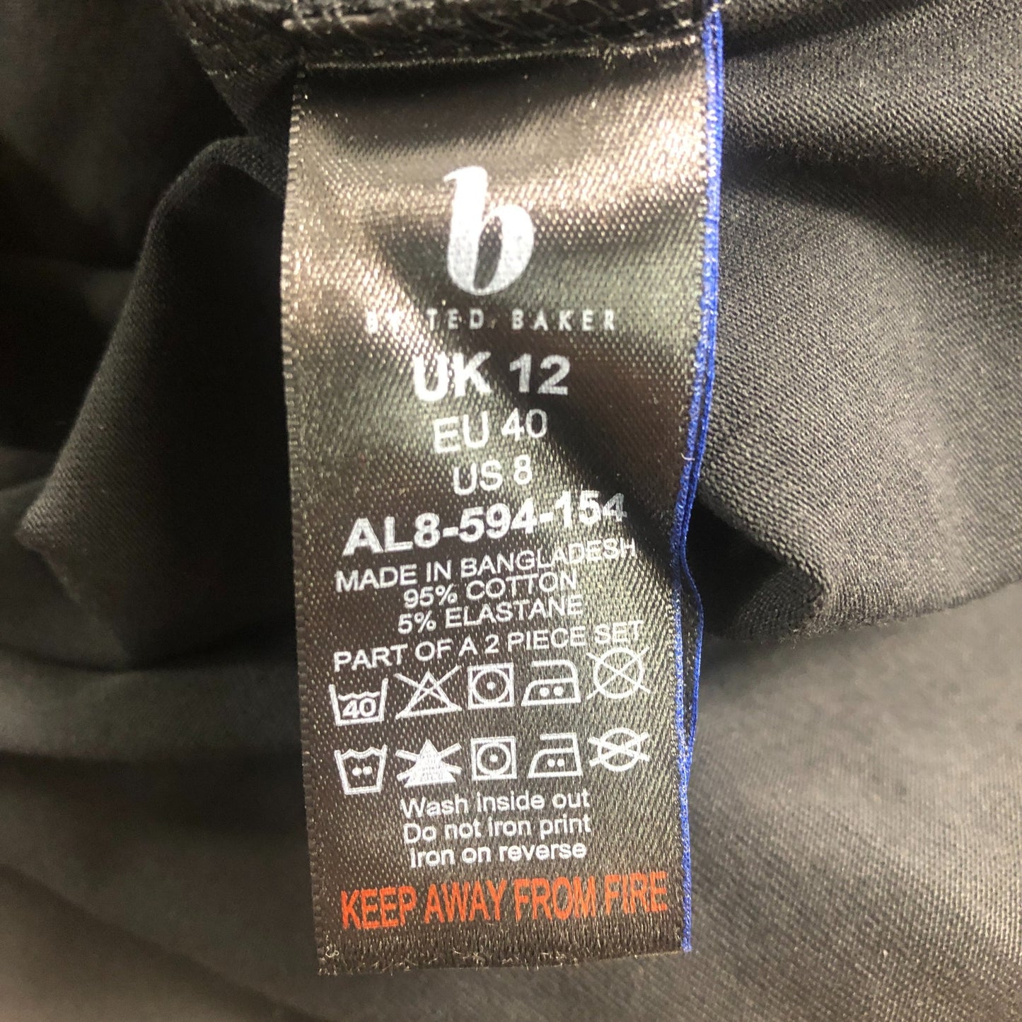 Ted Baker Floral Print T-Shirt UK12 Women's Black Cotton Short Sleeve Top