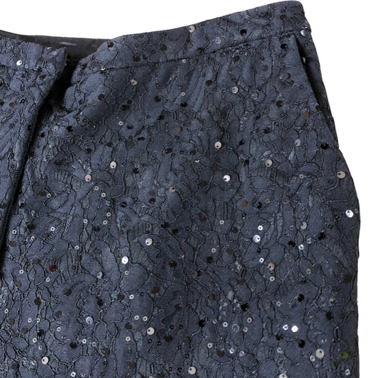 Branded Black Lace Sequin Flared Trousers - Size 16R