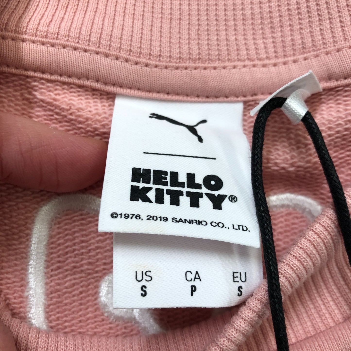 Puma Hello Kitty Sweatshirt Women's Size S Pink Cotton Crew Neck Long Sleeve