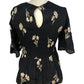 Rivers Island Casual Black Peplum Top UK6 Women's Floral Embroidery Short Sleeve