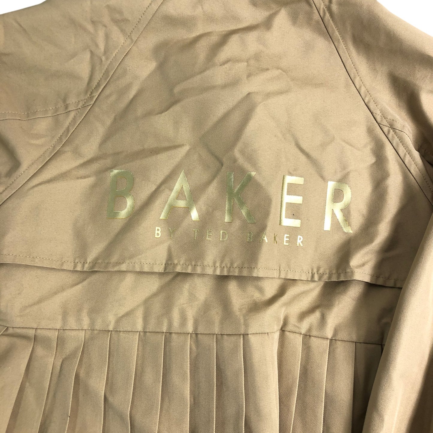 Baker By Ted Baker Girls Trench Coat 5-6 Years Stylish Pleated Khaki Outerwear