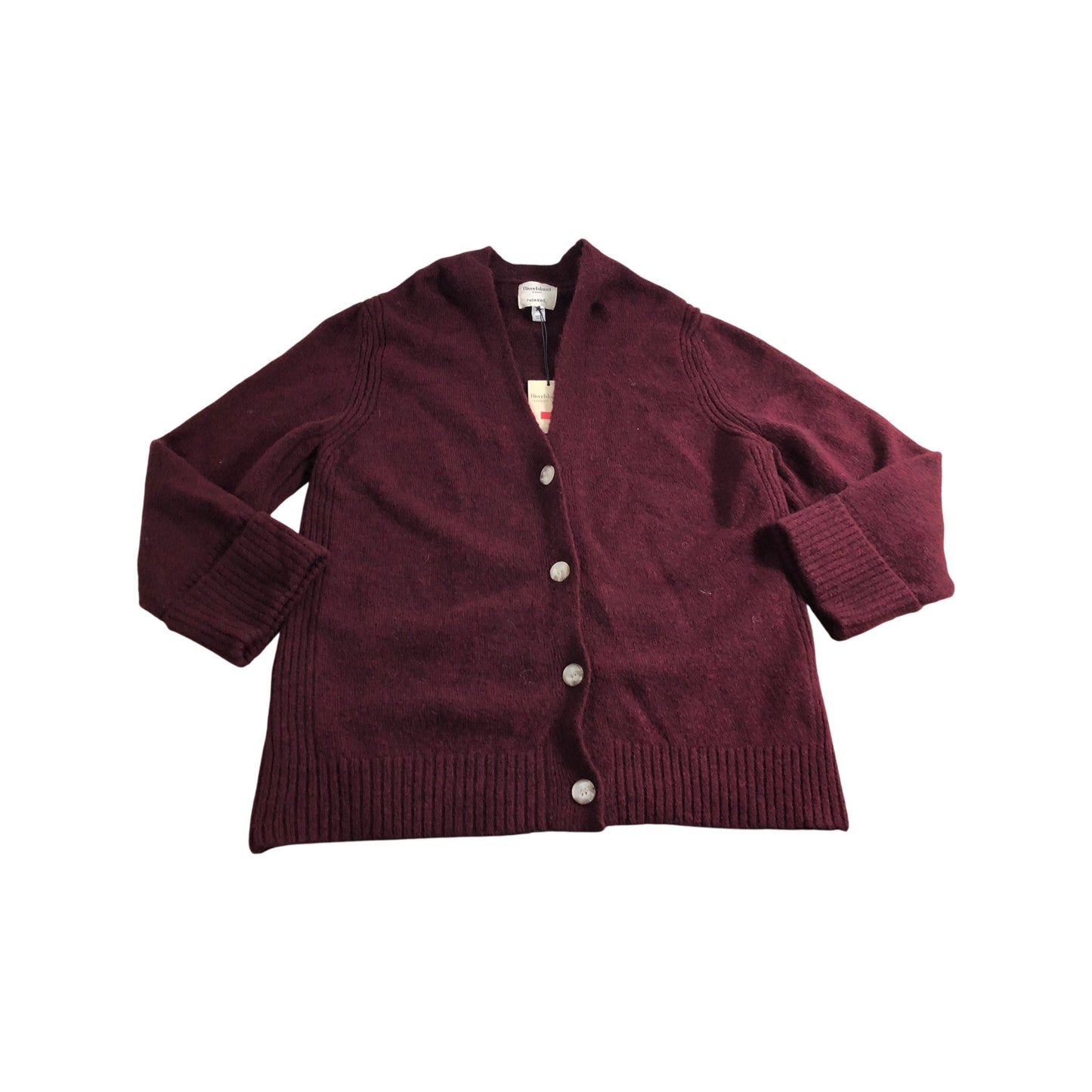 River Island Women's Burgundy Cardigan UK Size XS Soft Knit Button Up Design