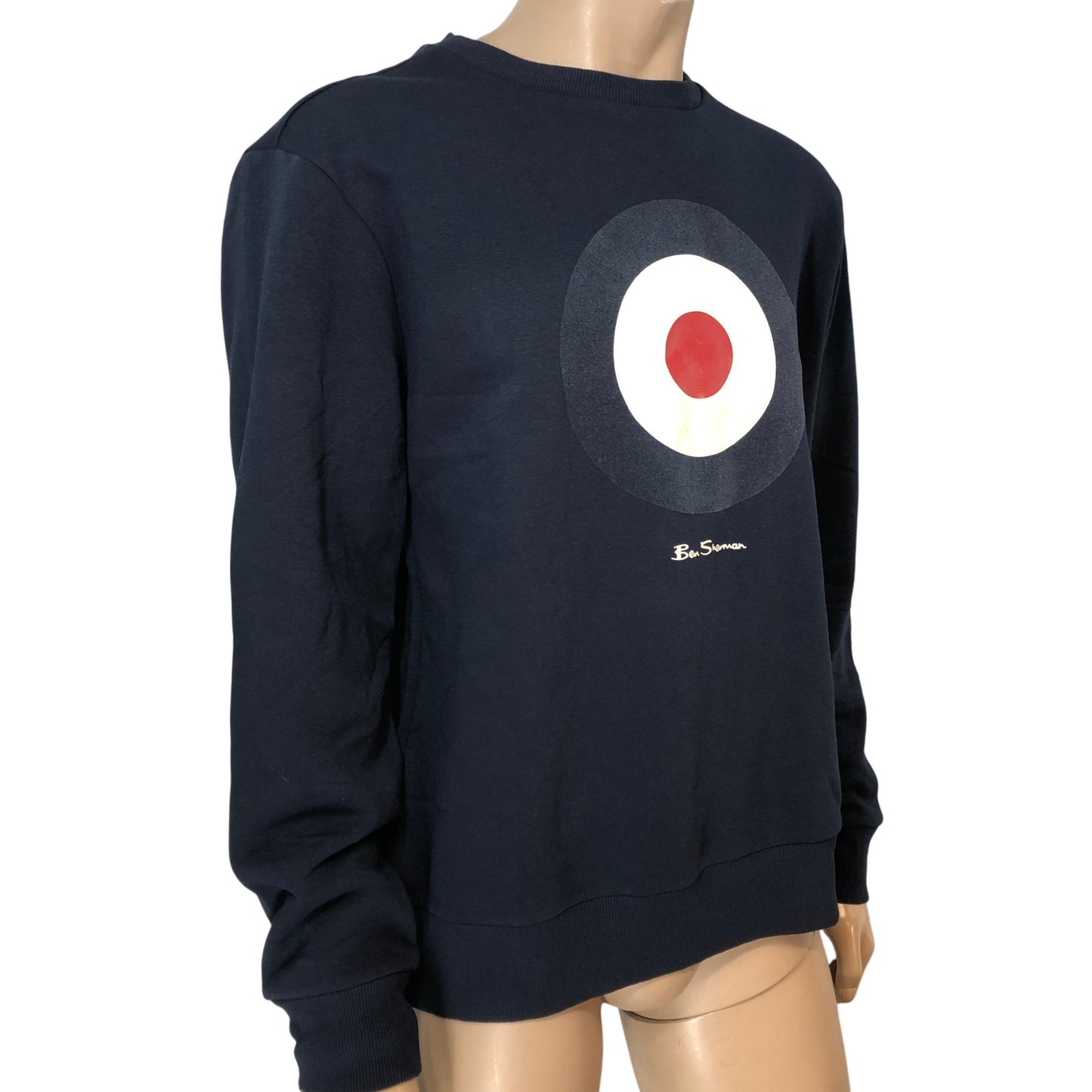Ben Sherman Large Mens Dark Navy Flock Target Sweatshirt Casual Wear