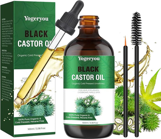 YOGERYOU Jamaican Black Castor Oil 100ml Organic Cold Pressed For Hair Skin