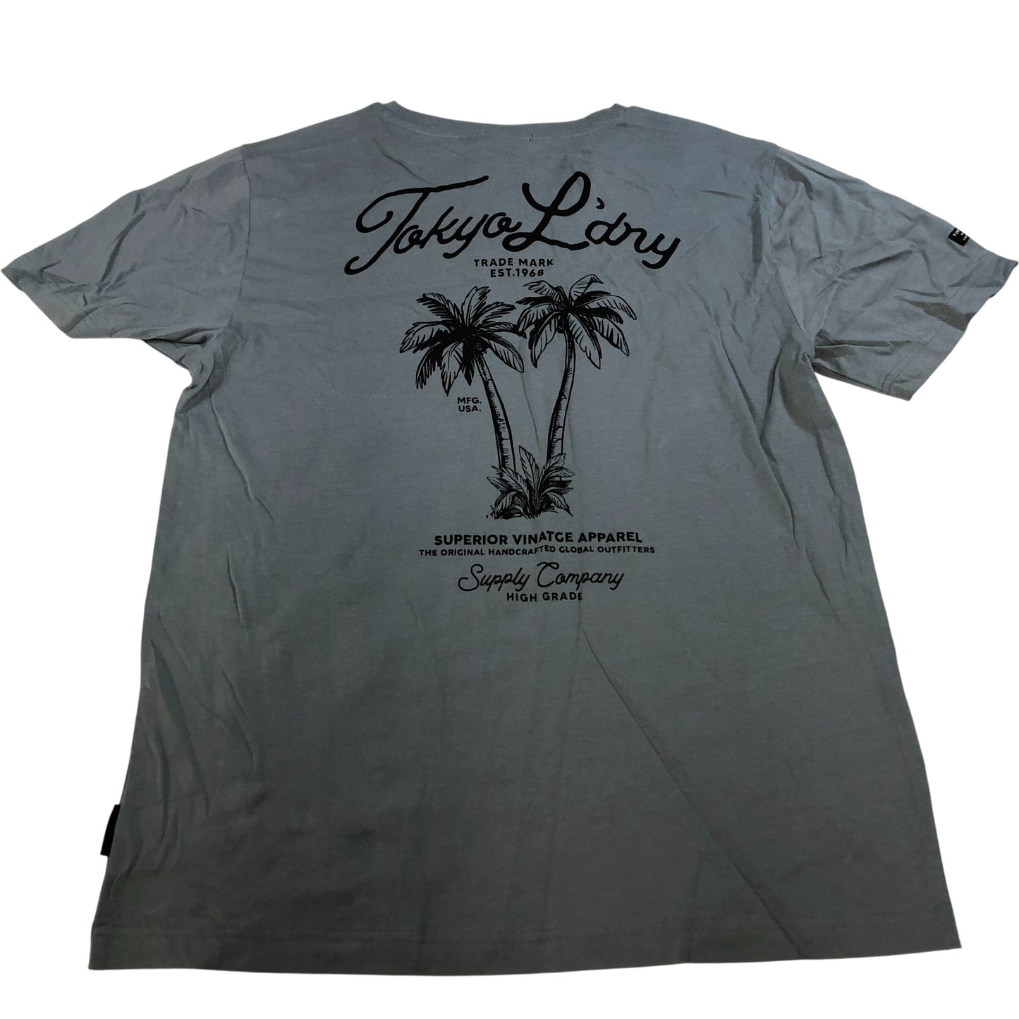 Tokyo Laundry T-Shirt Men's Size M Grey Palm Print Cotton Short Sleeve