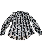 Branded Ruffle Blouse Women's Long Sleeve Patterned Polyester Top UK8