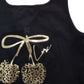 River Island Black Crop Top Kids 9-10 Years Girls With Gold Cherry Design