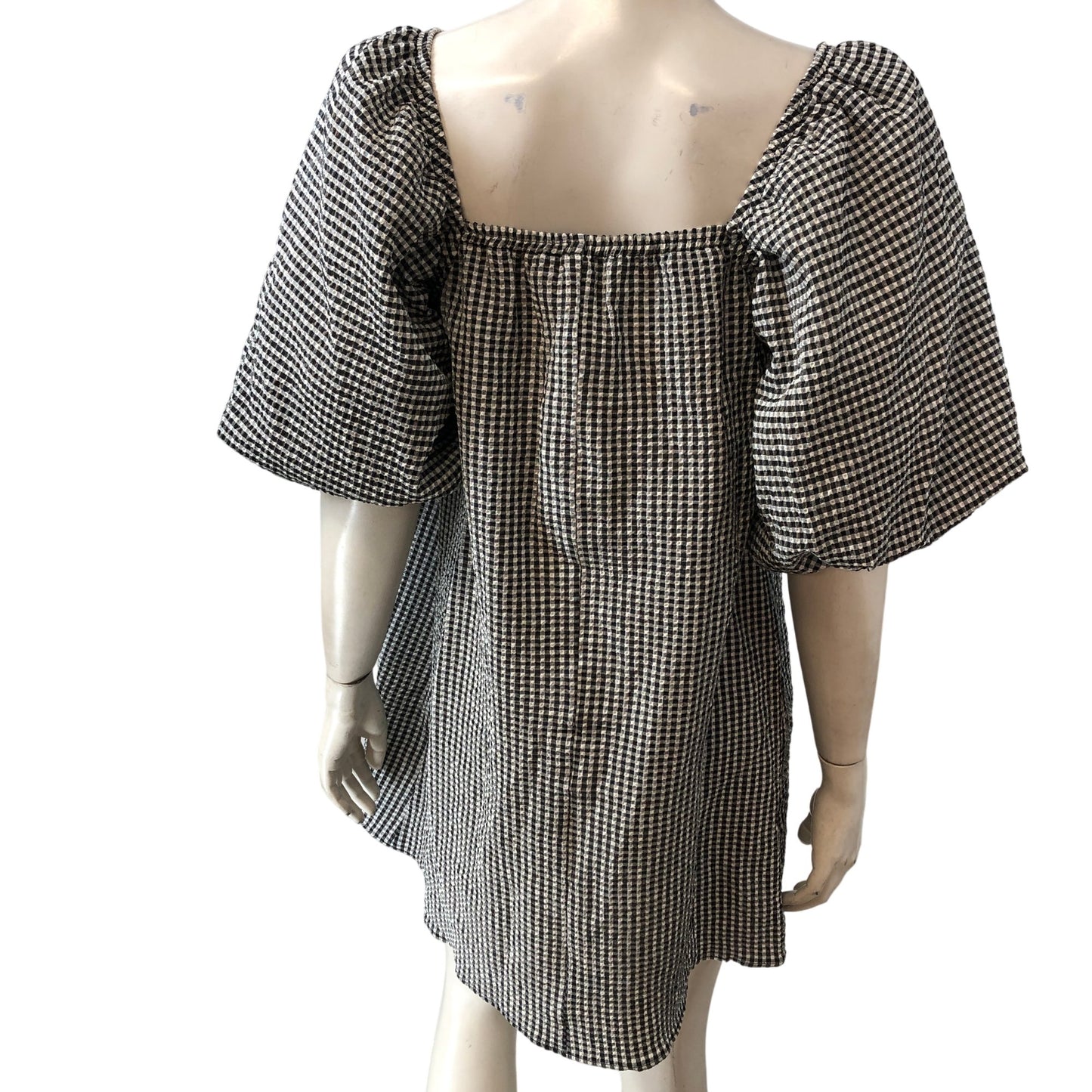 River Island Black And White Gingham Puff Sleeve Dress Women's Size UK10