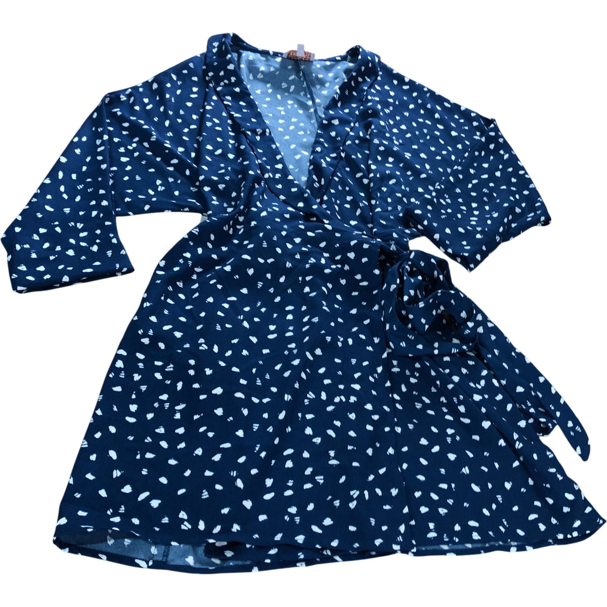 Dancing Leopard Wrap Dress Size 6 Women's Blue White Spot Pattern