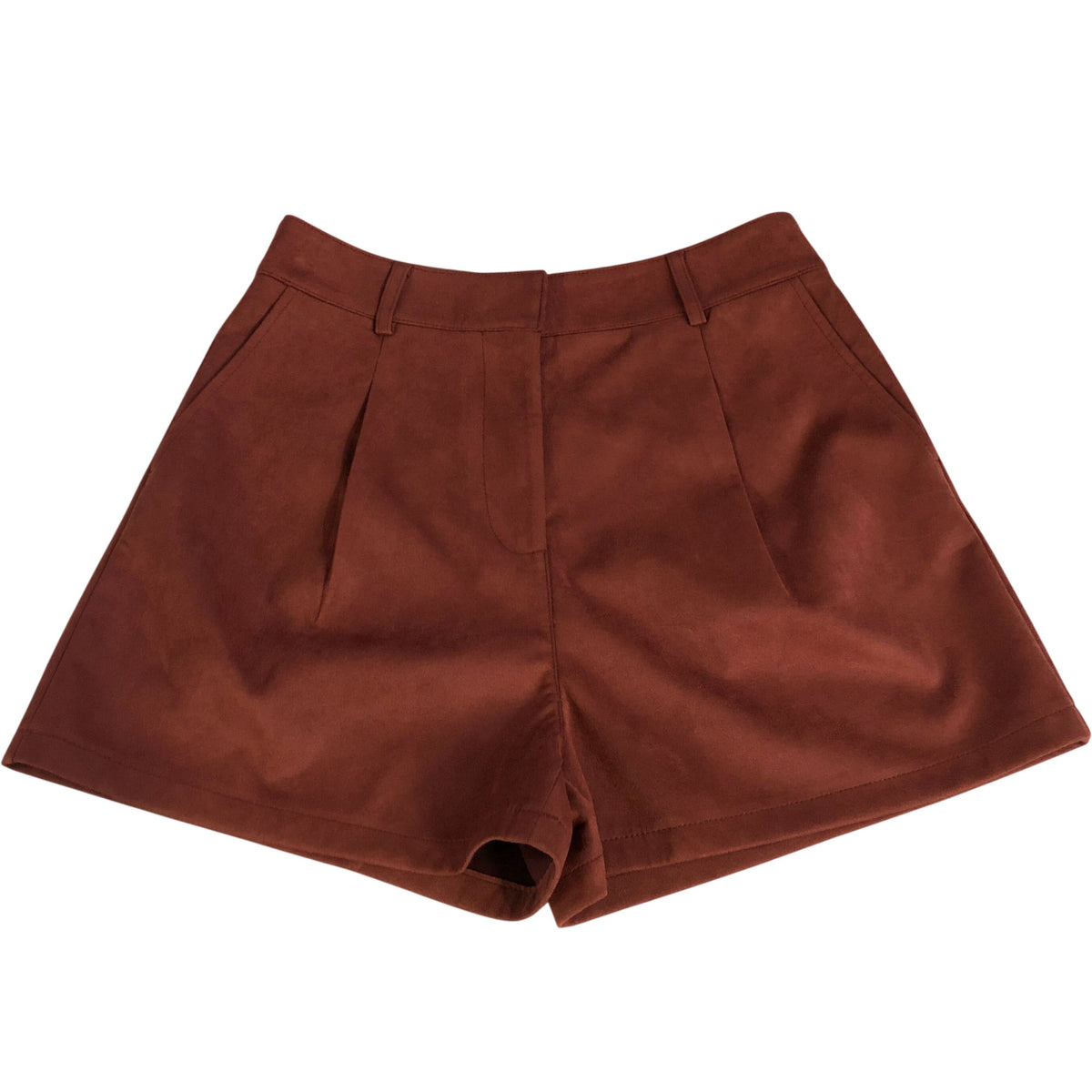 River Island Women's High Waisted Shorts UK12 Rust Suede
