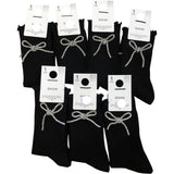 Women's Ankle Socks Black With Bow Detail 7 Pack Size UK 4-8