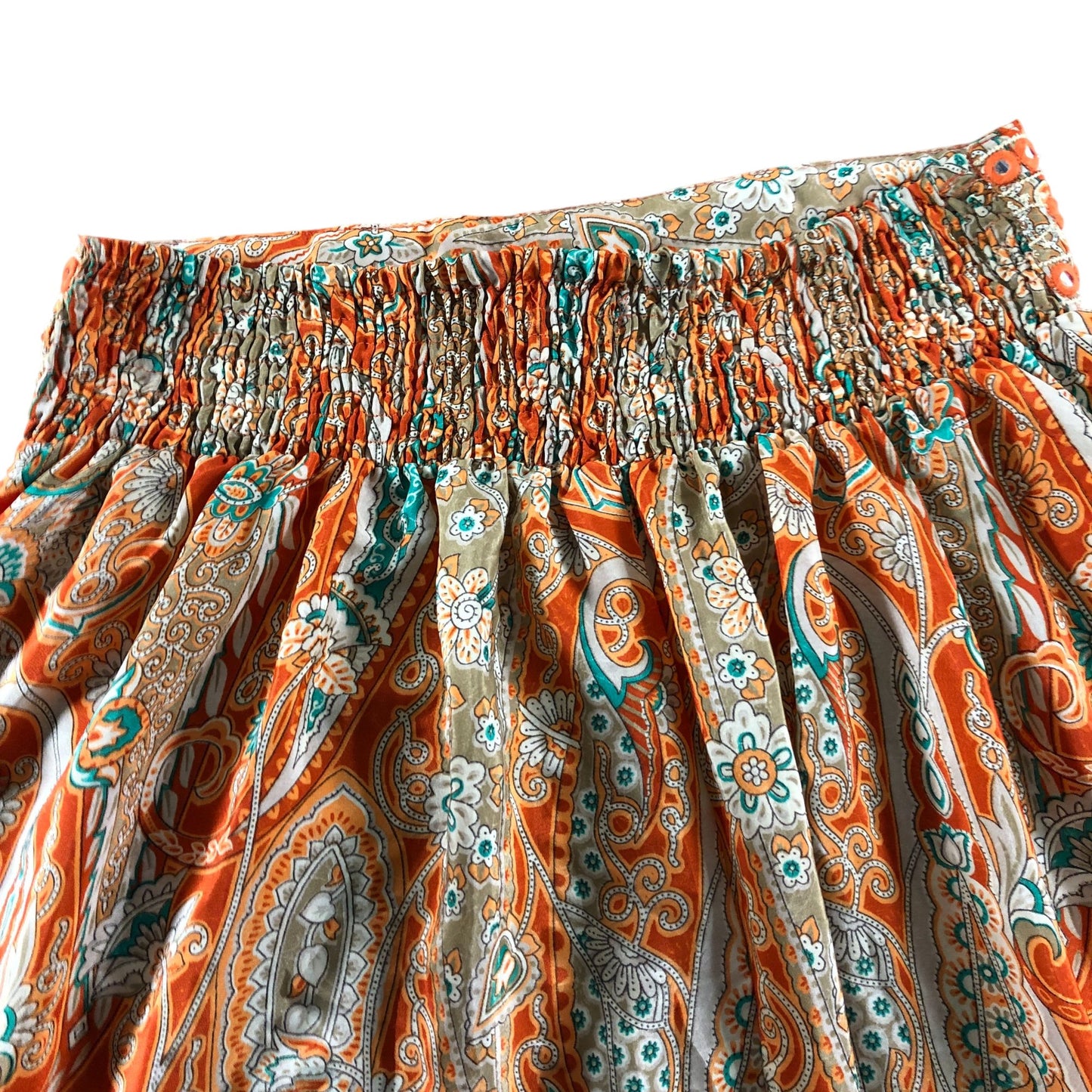 Wild Flower UK M Women's Bohemian Print Orange Wide Leg Trousers