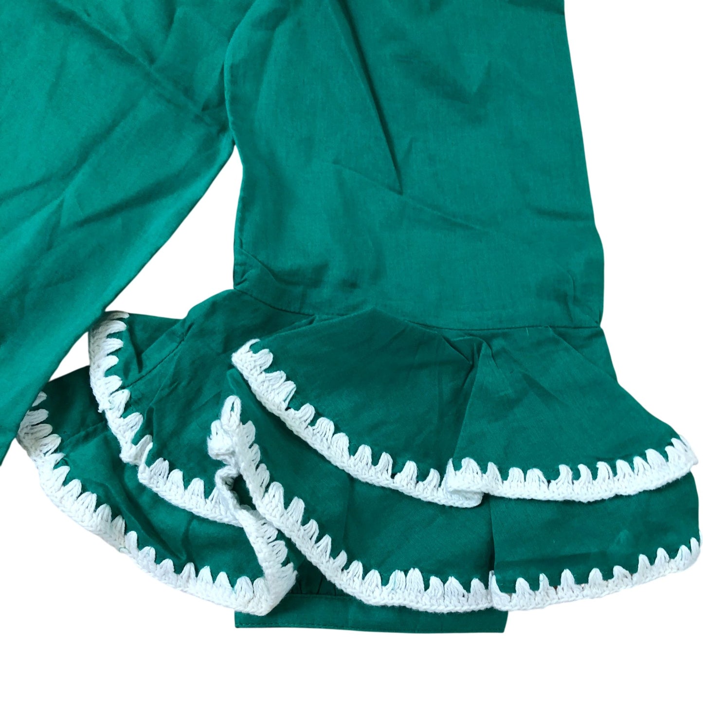 Branded Green Cotton Blouse Women's Frilled Sleeve Casual Top Size UK6