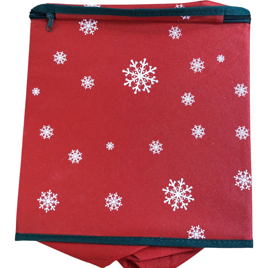 Christmas Storage Box Red Snowflake Design Foldable 11.5"x11.5"