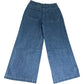 Karen Millen UK8 Women's Petite Wide Leg Denim Jeans Blue Cotton Blend