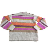 Rainbow Stripe Jumper Women's Multicolour Knit High Neck
